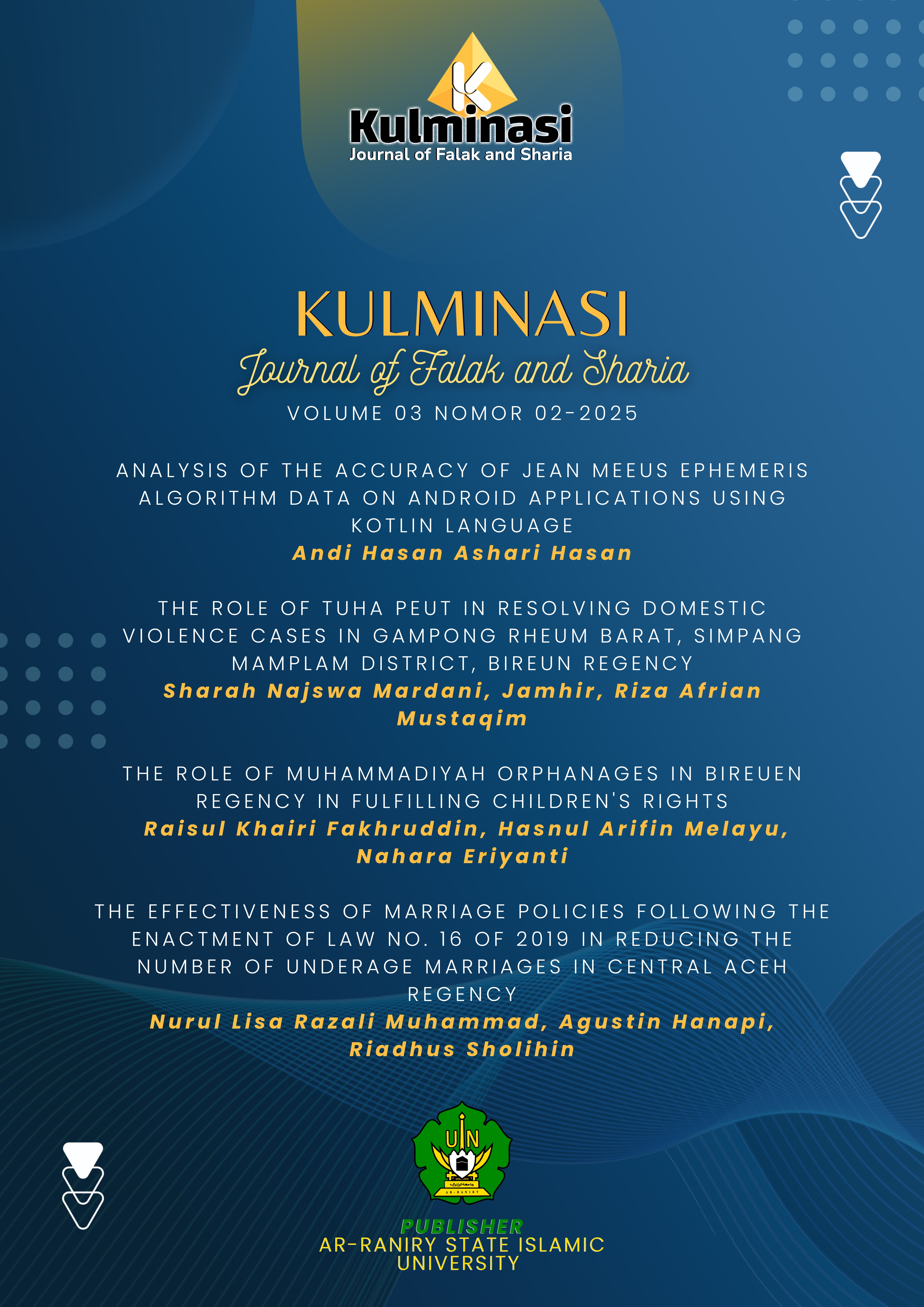 					View Vol. 3 No. 2 (2025): Kulminasi: Journal of Falak and Sharia
				