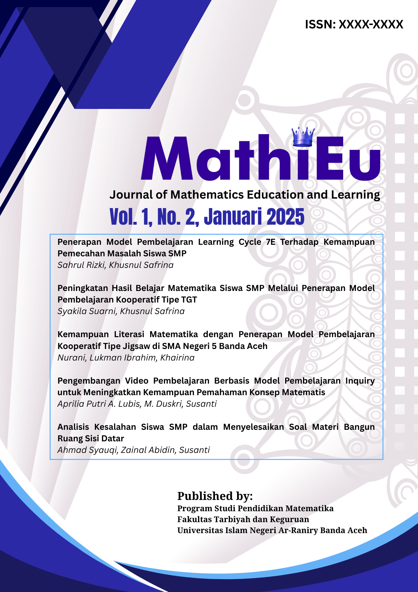 					View Vol. 1 No. 2 (2025): Pendidikan Matematika
				