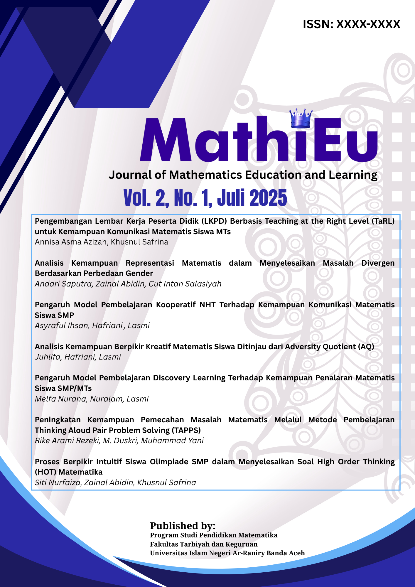 					View Vol. 2 No. 1 (2025): Penelitian Pendidikan dan Pembelajaran Matematika
				